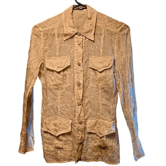 Alberta Ferretti italy silk embroidered button up shirt - Picture 1 of 4